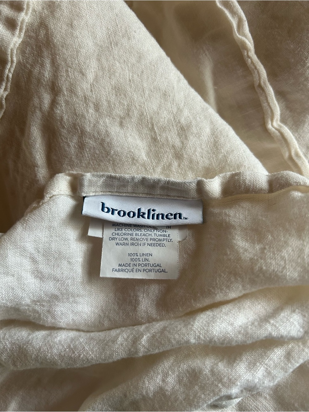 Brooklinen Washed European Linen queen fitted and flat sheet, cream, no cases - Picture 4 of 6